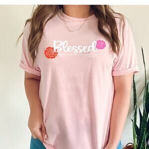 Christian T-Shirt 2XL Blessed Jeremiah 17:7 Rose Faith Religious Unisex Top